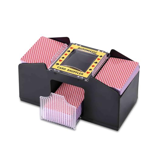 Miawtro Kartenmischmaschine Elektrische 2 Decks, Automatischer Kartenmischer Für Spielkarten Wie Pokerkarten, UNO Mischmaschine Und Mischmaschine Karten Für Familienfeiern Reisen (Batteriebetrieben) von Miawtro