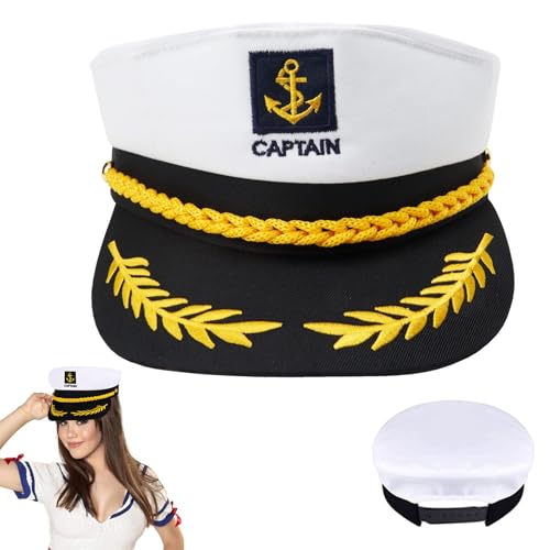 Kapitänsmütze für Erwachsene, Yacht Schiff Boot Marine Mütze, Verstellbare Seemann Matrosenmütze, Seemann Marine Admiral Kapitänsmütze für Karneval Mottoparty Partys Cosplay von Miayical