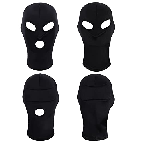 Miayon 4 Stück volle Abdeckung Haubenmaske, elastisch, atmungsaktiv, Zentai-Masken, offene Augen und Mund, Gesichtsmaske, Halloween, Cosplay, Kostüme, Zubehör für Erwachsene (schwarz) von Miayon
