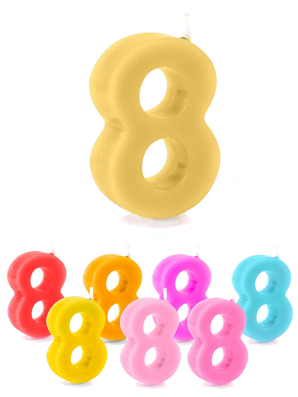 Geburtstagskerze Zahl 8 Torten-Deko bunt 6cm von Michel Toys Handels-GmbH - KF