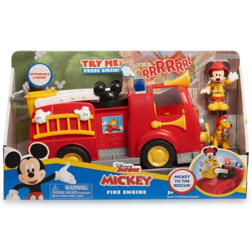 Mcc00 Mickey, Feuerwehrwagen, mit Geräuschen und leuchtenden Funktionen, 2 Figuren inklusive, Spielzeug für Kinder ab 3 Jahren, Spielzeug für Kinder ab 3 Jahren von Mickey Mouse