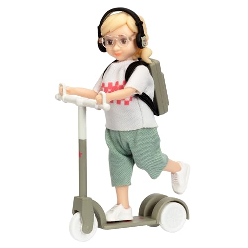 Lundby Puppenhaus Puppe Mit Roller und Rucksack - Zubehör und Figuren - Biegepuppen - Kleine Puppenfiguren - Maßstab 1:18 von Lundby