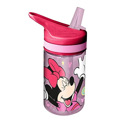 Trinkflasche Tritan 400ml - Minnie Maus, Hochwertige Trinkflasche aus Tritan mit Strohhalm, KL85874, Kids Licensing von Kids Licensing