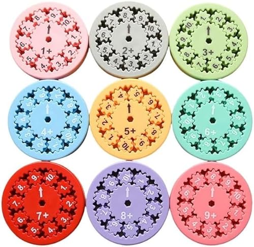 Aurera Rechenwirbel - Rechenwirbel Montessori Mathe Fidget Spinner – Zähl- und Rechentraining unterwegs – Pädagogisches Zahlenspiel für Schule & Zuhause (9 Stück: Addition & Subtraktion) von Micmetago
