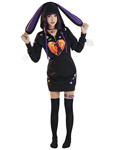 Micotaku Damen-Kapuzenpullover, Lutscher, Hase, Mädchen, lange Ärmel, Pullover, figurbetontes Kleid, Halloween-Kostüm, Mehrfarbig, XX-Large Micotaku Damen-Kapuzenpullover, Lutscher, Hase, Mädchen, lange Ärmel, Pullover, figurbetontes Kleid, Halloween-Kostüm, Mehrfarbig, XX-Large von Micotaku