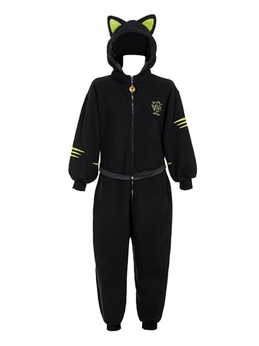 Micotaku Miraculous Cat Noir Einteiler-Pyjama-Set, offiziell lizenziertes Cospaly-Kostüm, Einteiler, Pfotenhandschuhe, Augenmaske, Gürtel, Glocke Micotaku Miraculous Cat Noir Einteiler-Pyjama-Set, offiziell lizenziertes Cospaly-Kostüm, Einteiler, Pfotenhandschuhe, Augenmaske, Gürtel, Glocke von Micotaku