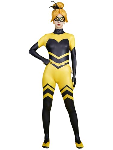 Micotaku Miraculous Cosplay-Kostüm für Damen, Zoé Lee, Superhelden-Body, Gelb und Schwarz von Micotaku