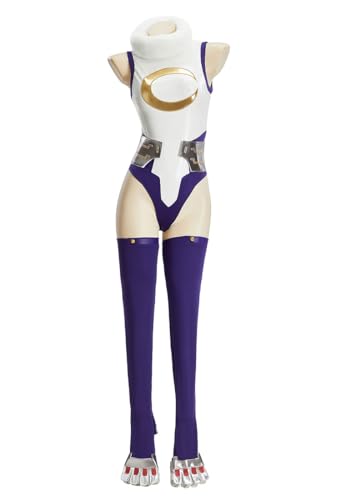 Micotaku My Hero Academia Damen Mirko Cosplay Kostüm Set Anime Outfit Einteiler Anzug Halloween Party, weiß / blau, M von Micotaku
