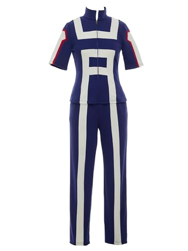 Micotaku My Hero Academia Damen Sportbekleidung Gym Suit Uniform Cosplay Kostüm Komplettes Set, blau/weiß, S von Micotaku