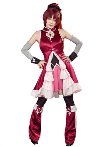 Micotaku Puella Magi Madoka Magica Kyouko Sakura Damen Cosplay Kostüm Komplettes Set, Rot und Rosa, M von Micotaku