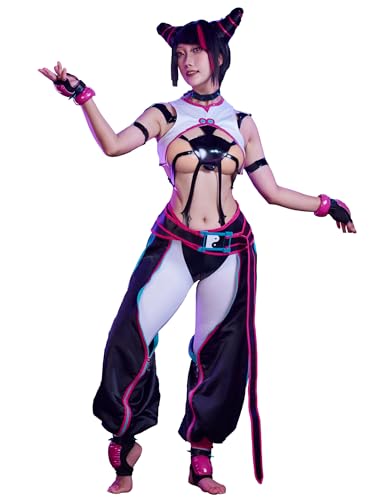 Micotaku Street Fighter 6 Offiziell lizenziertes Juri Han Cosplay Kostüm Komplettes Set Halloween Kostüm von Micotaku