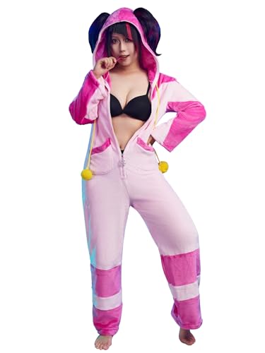 Micotaku Street Fighter 6 Offizielles Lizenzprodukt für Damen, Juri-Cosplay-Kostüm, Overall, Kostüm, Einteiler, Pyjama, Homewear, Pink, L von Micotaku