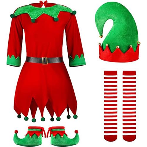 Micozy Elfen Kostüme Kinder Anzüge, Weihnachtsmann Kostüme Kinder Damen Herren Kostüme, Weihnachtskostüme Party Kostüme Mardi Gras Party (100) von Micozy