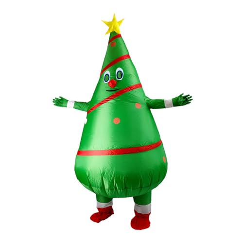 Micozy Weihnachtsbaum, Weihnachtsmann aufblasbare Kostüm, Spiel Chubby Cosplay Weihnachten Kostüm Weihnachten Jumpsuit, Lustig, Gruselig, Party (1PC Kostüm + 1PC Gebläse + 1PC leere Batterie-Box) (F) von Micozy