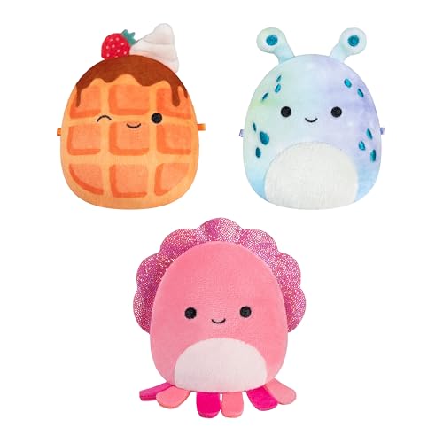 Micromallows SQMM0158-3er Pack, superweiche Mini-Squishmallows, 6,5 cm Plüschfiguren (Auggie, Weaver, Zinx) von Micromallows