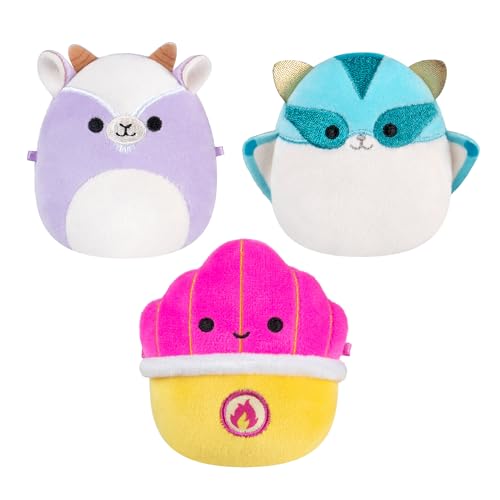 Micromallows SQMM0191-3er Pack, superweiche Mini-Squishmallows, 6,5 cm Plüschfiguren (Tia, Mariska, Louden) von Micromallows