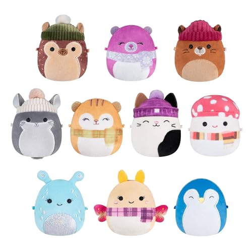 Micromallows SQMM0204-10er Pack, superweiche Mini-Squishmallows, 6,5 cm Plüschfiguren (Winter Pack) von Micromallows