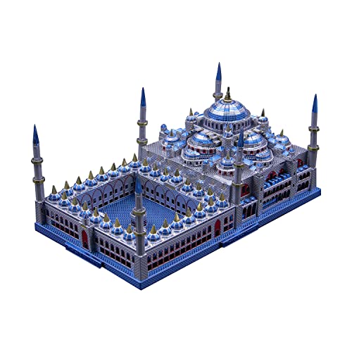 Microworld 3D -Metall -Puzzle, Truthahn Blau -Moschee -Architektur -Metallmodell -Kits, 3D -Rätsel für Erwachsene DIY -Gebäudemodell (Sultan Ahmed Moschee) von Microworld