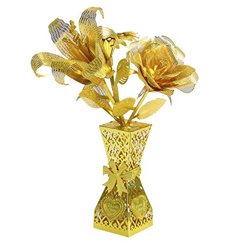 Microworld 3D -Metall -Puzzle für Erwachsene, romantische Golden Blumenmetallmodels Kits, Wohnkultur Kunsthandwerk einzigartige Geschenke von Microworld