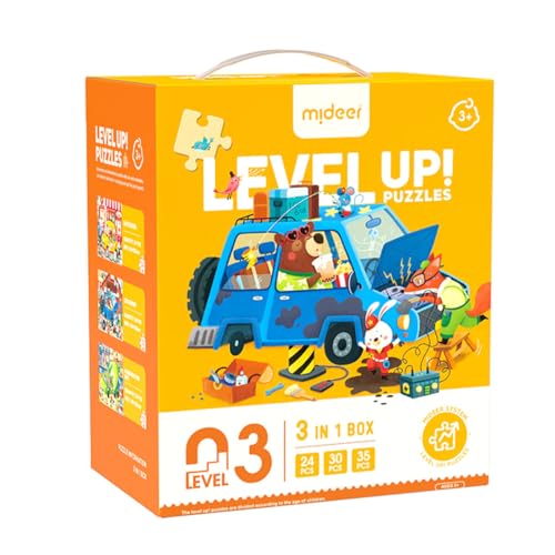 Mideer Puzzles für Kinder ab 2 Jahren, Level-Up-Puzzles für Kinder, Lernspiele vor der Schule, Lernspiele für Kleinkinder, Lernspielzeug für Jungen und Mädchen, City Teamers (Stufe 3) von Mideer
