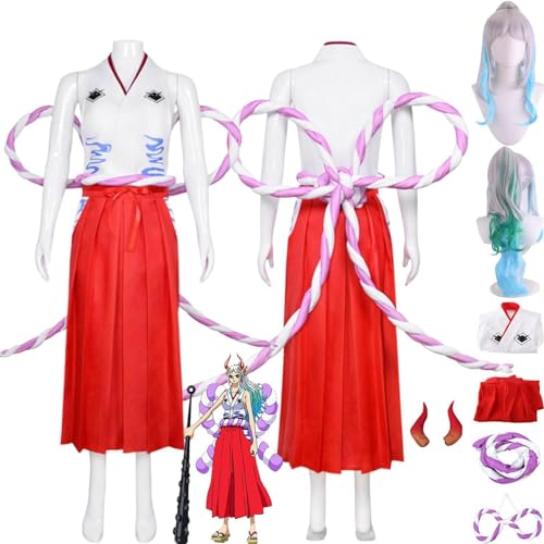 Anime One Piece Yamato Cosplay Kostüm Kimono Kleid Halloween Party Outfits Uniformen mit großem Taillenseil für Mädchen von MidiLi