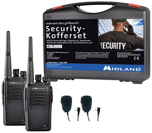 Midland G15 Pro PMR 2er Security inkl. SM 600-M C1127.S1 PMR-Handfunkgerät 2er Set von Midland