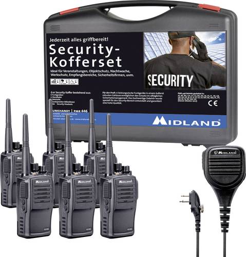Midland G15 Pro PMR 6er Security inkl. MA 25-M C1127.S5 PMR-Handfunkgerät 6er Set von Midland