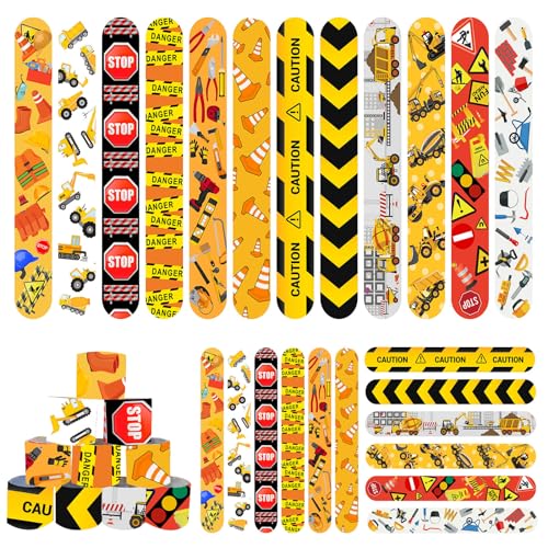 24 Stück Bau Slap Armbänder Armband Slap Bänder, Dump Truck Bau Party Snap Band Armbänder für Kinder Geburtstag Party Bau Party Dekorationen Supplies Klassenzimmer Preise Weihnachtsgeschenk von Mienocol