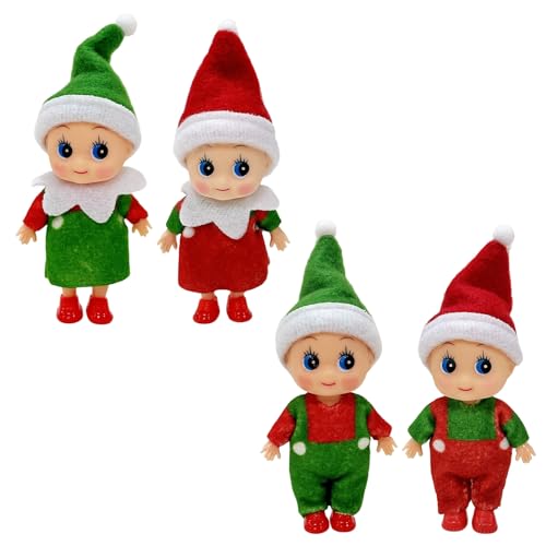 4 Stück Weihnachtselfen Figuren Mini Elfen für Jungen Mädchen,Rot Grüne Mini Puppe Elf Weihnachten Baby Winziger Weihnachtself für Weihnachten Neujahr Geschenk,Weihnachtsstrumpffüller 4 Stück Weihnachtselfen Figuren Mini Elfen für Jungen Mädchen,Rot Grüne Mini Puppe Elf Weihnachten Baby Winziger Weihnachtself für Weihnachten Neujahr Geschenk,Weihnachtsstrumpffüller von Mienocol