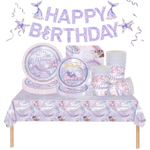 Meerjungfrau Partygeschirr Set,82 Stück Meerjungfrau Geschirr Lila Meerjungfrau Tischdeko Pappteller Becher, Servietten, Tischdecke und Happy Birthday Banner für Mädchen Geburtstag Deko 20Gäste Meerjungfrau Partygeschirr Set,82 Stück Meerjungfrau Geschirr Lila Meerjungfrau Tischdeko Pappteller Becher, Servietten, Tischdecke und Happy Birthday Banner für Mädchen Geburtstag Deko 20Gäste von Mienocol