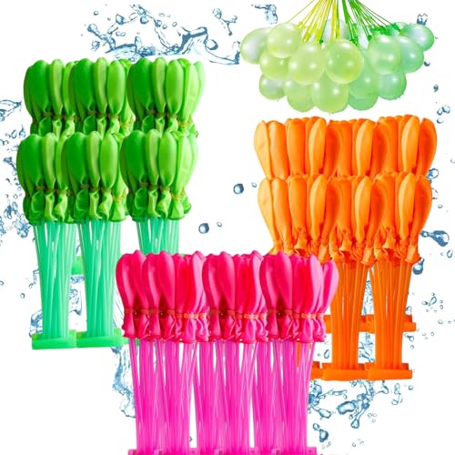 Wasserballons für Kinder/Erwachsene, 12 Strauß, schnell befüllbar, selbstdichtender Wasserballon, einfach zu befüllen, bunte Spritzwasser-Ballons für Outdoor, Garten, Strand, Pool, Party, Kampf von Mienocol