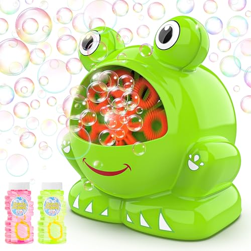 Seifenblasenmaschine, Spielzeug für Kinder, 3, 4, 5, 6, 7, 8 Jahre, automatische Seifenblasen, tragbar, mit 2 Flüssigkeiten, für Gartenspiele, Outdoor, Geschenk für Jungen und Mädchen von Mieryd