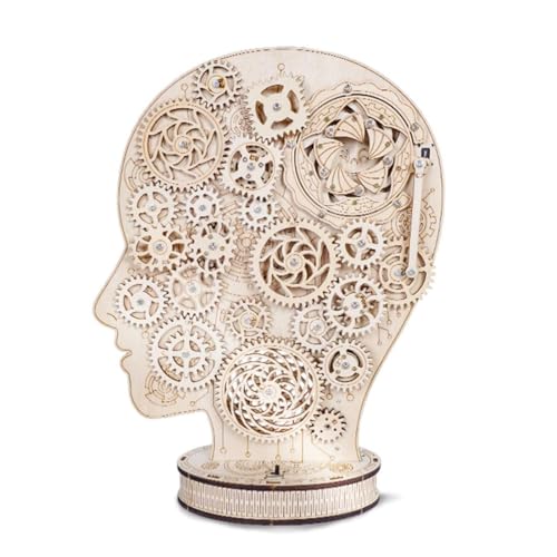 3D Brainstorm-Puzzles aus Holz für Erwachsene, DIY Handgefertigte Holzdekoration mit LED-Licht, Mechanische Getriebe-Baugruppen-Kits, perfektes Halloween (Brainstorm,26 x 8,6 x 33,7 cm) von Mifeiwukawa