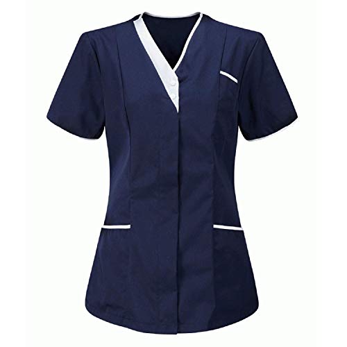 Mifeiwukawa Damen-OP-Oberteil, V-Ausschnitt, T-Shirt für Damen, Krankenschwestern, Uniform, Bluse, Tunika, Tops, Pflegeruniform, Tunika, Halloween, Cosplay, Klinik, Dienstmädchen, schützendes von Mifeiwukawa