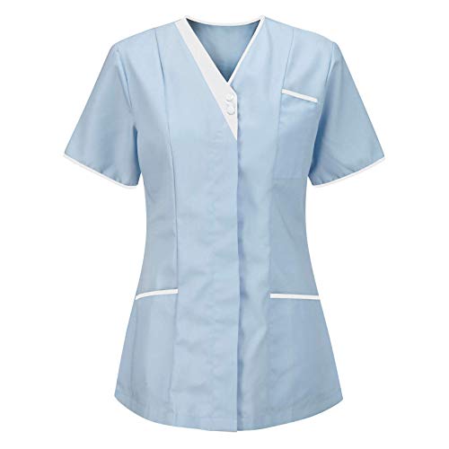 Mifeiwukawa Damen-Schlupfkasack, V-Ausschnitt, T-Shirt für Krankenschwestern, Uniform, Tunika, Tops, Pflegeruniform, Tunika, Halloween, Cosplay, Klinikdienstmädchen, schützendes Brustkrebs-T-Shirt von Mifeiwukawa
