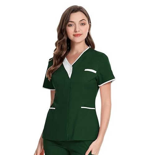 Mifeiwukawa Damen-Schlupfkasack, V-Ausschnitt, T-Shirt für Krankenschwestern, Uniform, Tunika, Tops, Pflegeruniform, Tunika, Halloween, Cosplay, Klinikdienstmädchen, schützendes Brustkrebs-T-Shirt von Mifeiwukawa