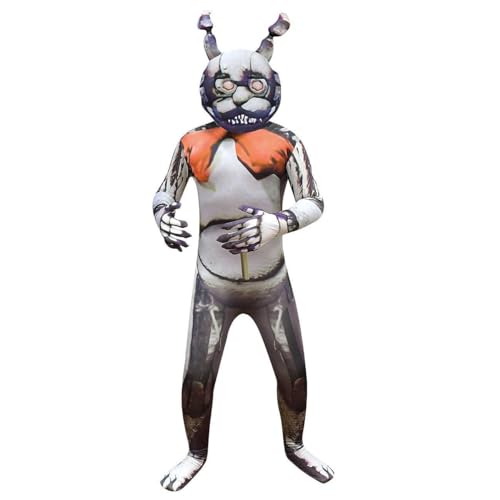 Mifeiwukawa FNAF FNAF Cosplay-Kostüm, Fuchs-Chica-Bonnie-Bunny-Bunny-Bunny-Kostüme für FNAF, Overall mit Horror-Gesichtsmaske, Outfit, Halloween, Verkleidungsparty (Typ 4, 120) von Mifeiwukawa