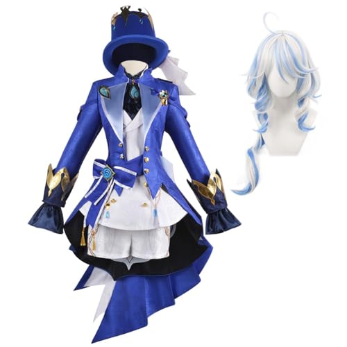 Mifeiwukawa Focalors Furina Suigami Game Peripherals Furina Outfits Comic Con Anime Party Kleid cosplay Volles Kostüm + Perücke Set Mode Anime Charaktere Same Style Role Play Fan Geschenk (typ6, M) von Mifeiwukawa