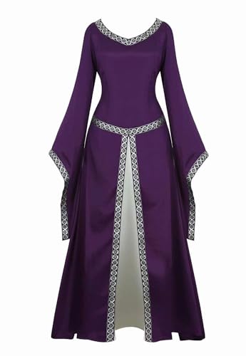 Mifeiwukawa Mittelalterliches Kleid, Renaissance-Kostüm, langes Kleid, irisches Kleid, luxuriös, viktorianisch, Vintage, Cosplay, Damen, Lila, Größe XXL Mifeiwukawa Mittelalterliches Kleid, Renaissance-Kostüm, langes Kleid, irisches Kleid, luxuriös, viktorianisch, Vintage, Cosplay, Damen, Lila, Größe XXL von Mifeiwukawa