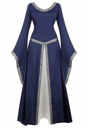 Mifeiwukawa Mittelalterliches Kleid, Renaissance-Kostüm, langes Kleid, irisches Kleid, luxuriös, viktorianisch, Vintage, Cosplay, Damen, Marineblau, Größe 3XL Mifeiwukawa Mittelalterliches Kleid, Renaissance-Kostüm, langes Kleid, irisches Kleid, luxuriös, viktorianisch, Vintage, Cosplay, Damen, Marineblau, Größe 3XL von Mifeiwukawa