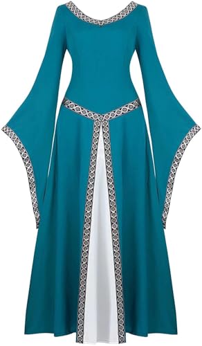 Mifeiwukawa Mittelalterliches Kleid, Renaissance-Kostüm, langes Kleid, irisches Kleid, luxuriös, viktorianisch, Vintage, Cosplay, Damen, Meeresblau, Größe XXL Mifeiwukawa Mittelalterliches Kleid, Renaissance-Kostüm, langes Kleid, irisches Kleid, luxuriös, viktorianisch, Vintage, Cosplay, Damen, Meeresblau, Größe XXL von Mifeiwukawa