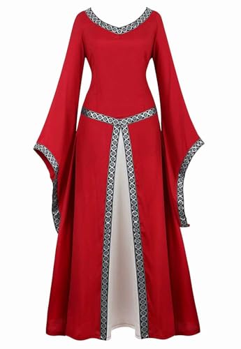 Mifeiwukawa Mittelalterliches Kleid, Renaissance-Kostüm, langes Kleid, irisches Kleid, luxuriös, viktorianisch, Vintage, Cosplay, Damen, Rot, Größe XL Mifeiwukawa Mittelalterliches Kleid, Renaissance-Kostüm, langes Kleid, irisches Kleid, luxuriös, viktorianisch, Vintage, Cosplay, Damen, Rot, Größe XL von Mifeiwukawa