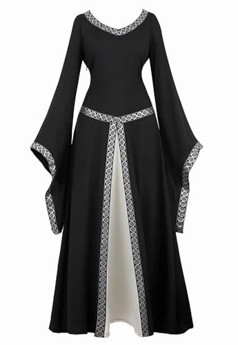 Mifeiwukawa Mittelalterliches Kleid, Renaissance-Kostüm, langes Kleid, irisches Kleid, luxuriös, viktorianisch, Vintage, Cosplay, Damen, Schwarz, Größe 3XL Mifeiwukawa Mittelalterliches Kleid, Renaissance-Kostüm, langes Kleid, irisches Kleid, luxuriös, viktorianisch, Vintage, Cosplay, Damen, Schwarz, Größe 3XL von Mifeiwukawa