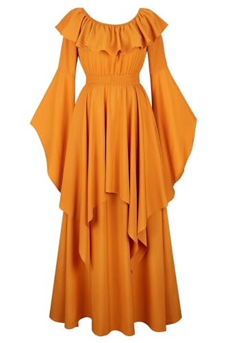 Mifeiwukawa Mittelalterliches Kleid, langes Renaissance-Kostüm, Kleid über Deluxe, viktorianisch, Vintage, Cosplay, Damen, 6701 Kurkuma, Größe XL Mifeiwukawa Mittelalterliches Kleid, langes Renaissance-Kostüm, Kleid über Deluxe, viktorianisch, Vintage, Cosplay, Damen, 6701 Kurkuma, Größe XL von Mifeiwukawa