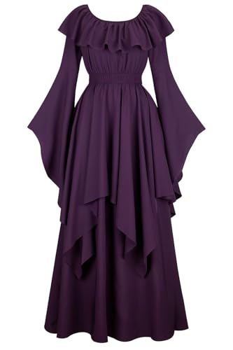 Mifeiwukawa Mittelalterliches Kleid, langes Renaissance-Kostüm, Kleid über Deluxe, viktorianisch, Vintage, Cosplay, Damen, 6701 Lila, Größe XL Mifeiwukawa Mittelalterliches Kleid, langes Renaissance-Kostüm, Kleid über Deluxe, viktorianisch, Vintage, Cosplay, Damen, 6701 Lila, Größe XL von Mifeiwukawa