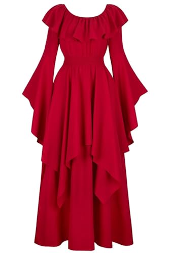 Mifeiwukawa Mittelalterliches Kleid, langes Renaissance-Kostüm, Kleid über Deluxe, viktorianisch, Vintage, Cosplay, Damen, 6701 Weinrot, Größe M Mifeiwukawa Mittelalterliches Kleid, langes Renaissance-Kostüm, Kleid über Deluxe, viktorianisch, Vintage, Cosplay, Damen, 6701 Weinrot, Größe M von Mifeiwukawa