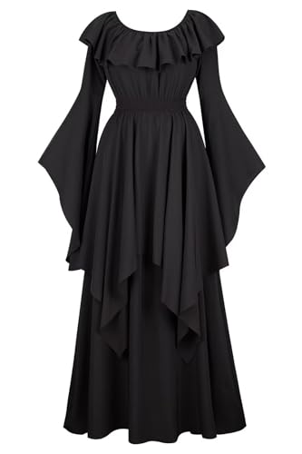 Mifeiwukawa Mittelalterliches Kleid, langes Renaissance-Kostüm, Kleid über Deluxe, viktorianisch, Vintage, Cosplay, Damen, 6701 schwarz, Größe L Mifeiwukawa Mittelalterliches Kleid, langes Renaissance-Kostüm, Kleid über Deluxe, viktorianisch, Vintage, Cosplay, Damen, 6701 schwarz, Größe L von Mifeiwukawa