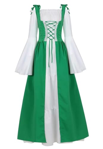 Mifeiwukawa Renaissance-Kostüm für Damen, mittelalterliche Kleider, irisch, über Plue, Größe Deluxe, viktorianisches Retro-Cosplay, Grün, Größe XXL Mifeiwukawa Renaissance-Kostüm für Damen, mittelalterliche Kleider, irisch, über Plue, Größe Deluxe, viktorianisches Retro-Cosplay, Grün, Größe XXL von Mifeiwukawa