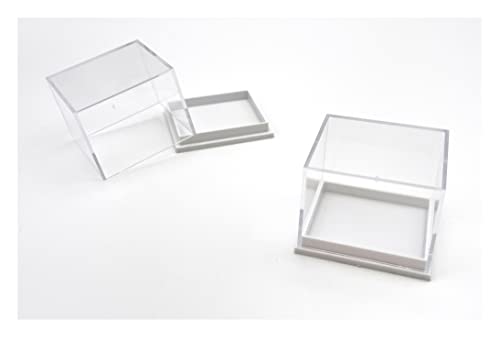 10 Stück Boxen aus Acryl, Acrylboxen, Dosen, Musterboxen, Musterdosen für Sammlerstücke, Mineralien, Fossilien, Münzen, Schmuck (T4H) schwarz oder weiß (weiß) von Mifinn