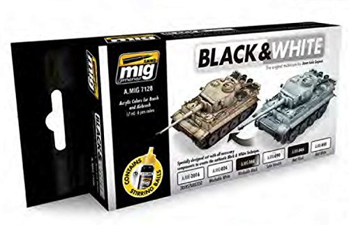 Ammo 17ml Black & White Technique Acrylic Water Based Paint Set x 6 # 7128 by Ammo of Mig Jimenez Ammo 17ml Black & White Technique Acrylic Water Based Paint Set x 6 # 7128 by Ammo of Mig Jimenez von Mig Jimenez